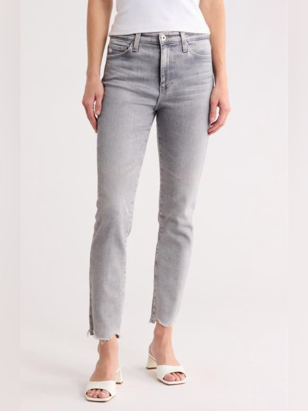 Ag Adriano Goldschmied AG-Ed Mari High Rise Slim Straight Step Hem Jean Gray 30